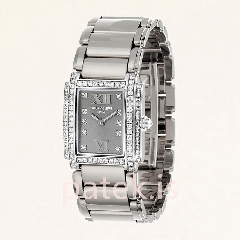 patek philippe twenty 4 27mm 4908/200g 001 ladies grey dial silver tone