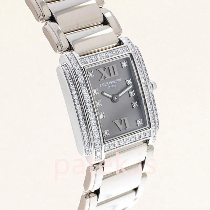 patek philippe twenty 4 27mm 4908/200g 001 ladies grey dial silver tone