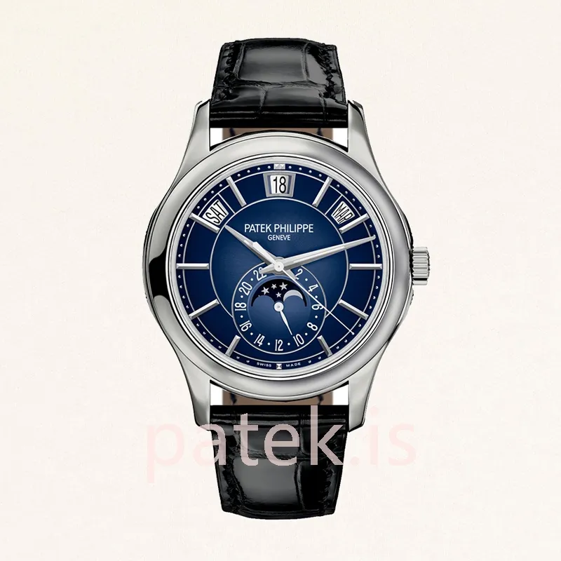 patek philippe complications men 5205g 013 40mm leather strap silver tone