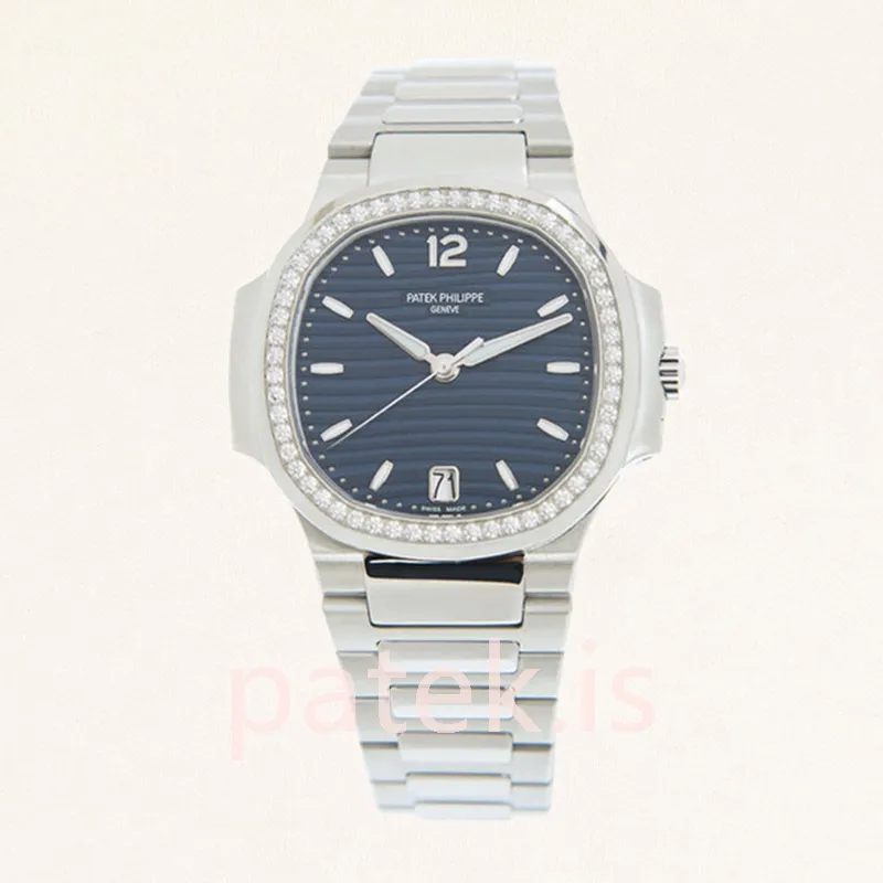 patek philippe nautilus 7118/1200a 001 ladies 32mm silver tone