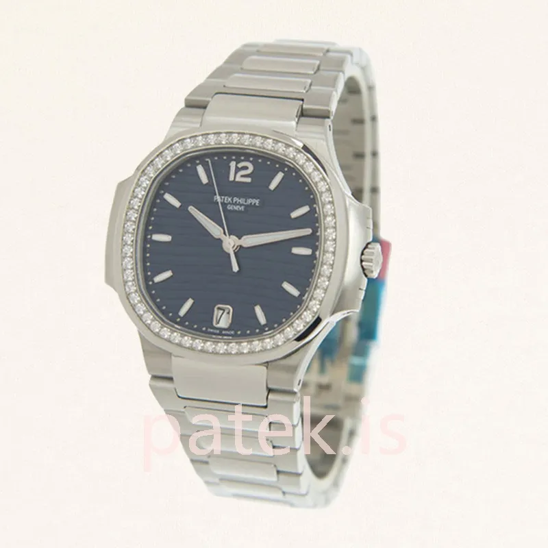 patek philippe nautilus 7118/1200a 001 ladies 32mm silver tone