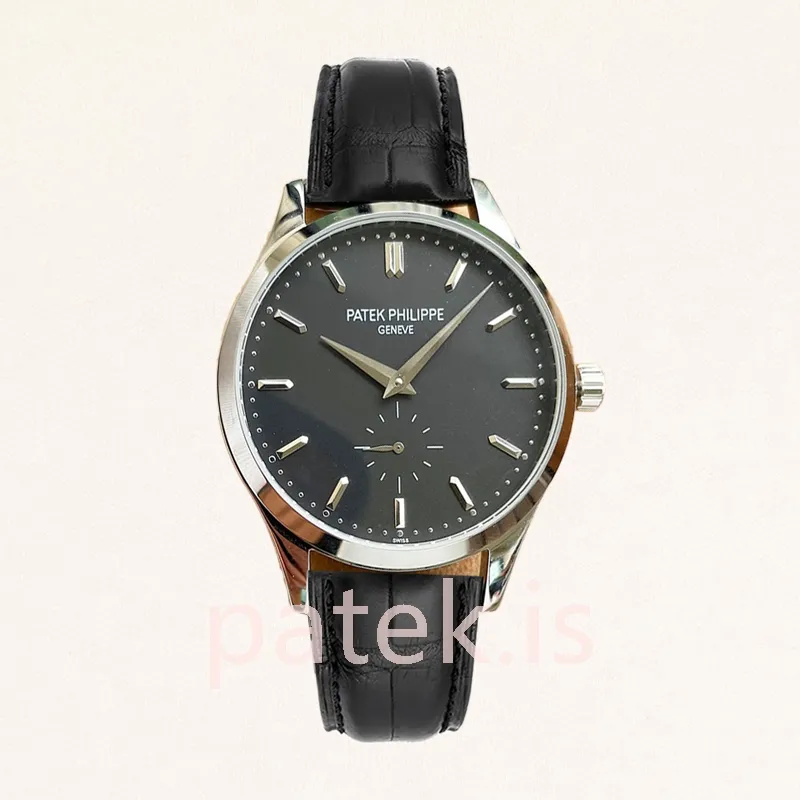 patek philippe calatrava 40mm calatravabksl024 men's leather strap black dial