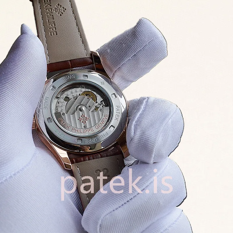 patek philippe calatrava 40mm men's calatravawsl017 rose gold tone leather strap