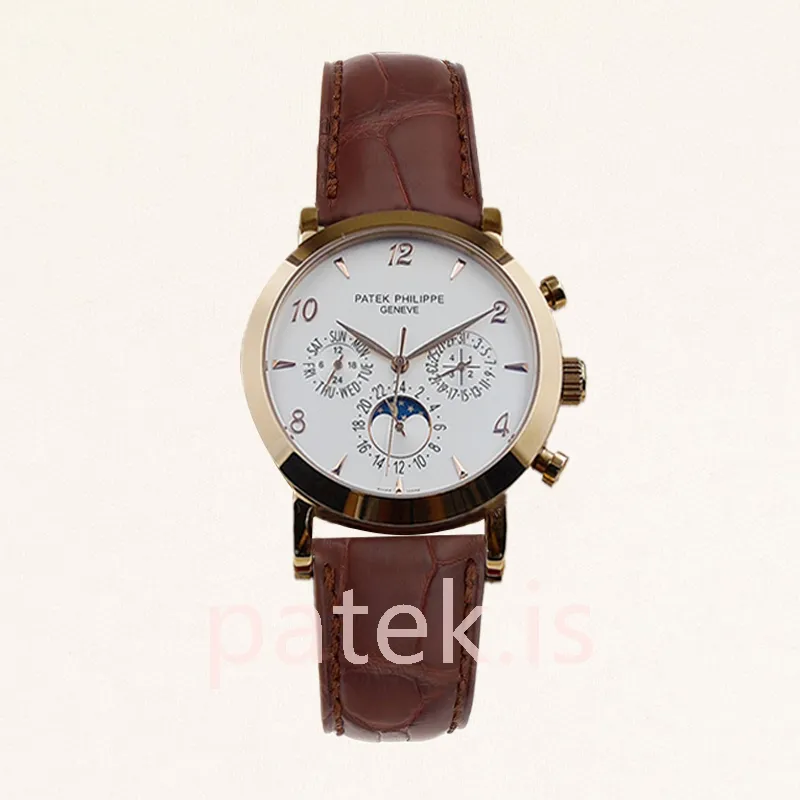 patek philippe grand complications 40mm men's grandwsl022 leather strap